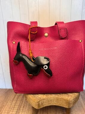 Black Genuine Leather Black Dog Bag Charm Dachshund Wiener Dog Purse Charm Dogs